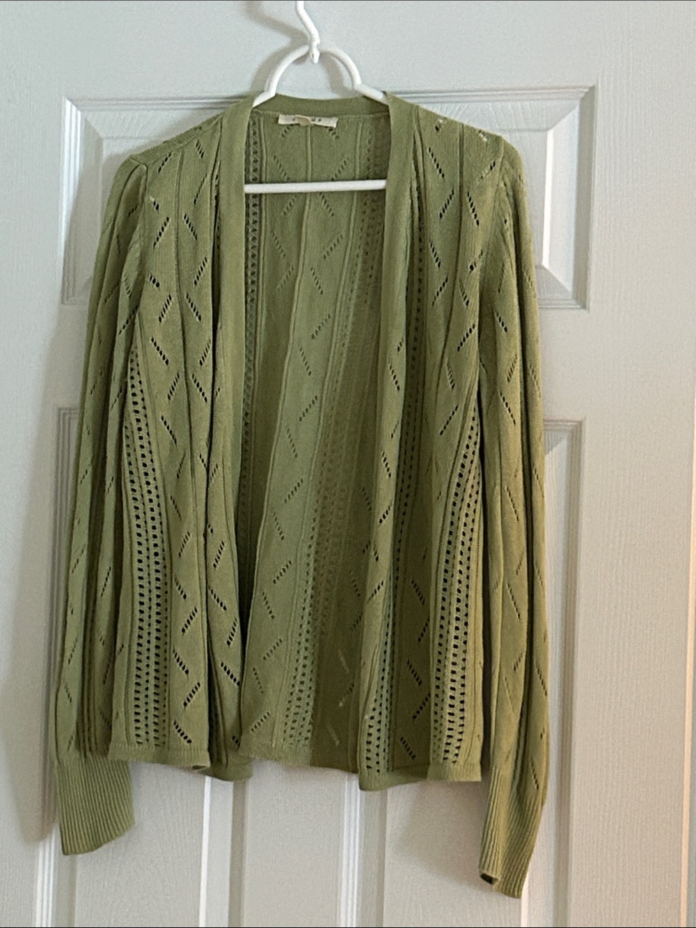 Cyrus Olive Green Open-Front Knit Cardigan
